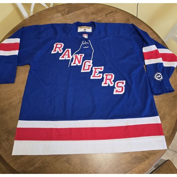 Vintage KOHO NEW YORK RANGERS BLUE JERSEY SIZE XXL Lace Front EUC Blank Back - Picture 5 of 17